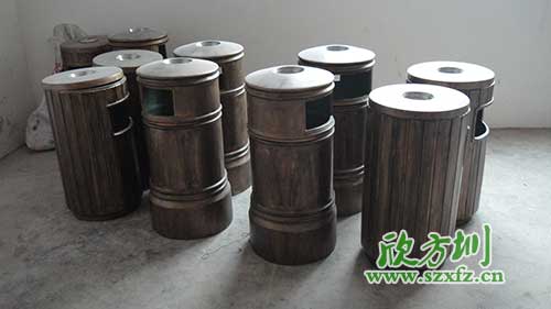  古意盎然，韶關(guān)園林仿銅玻璃鋼垃圾桶